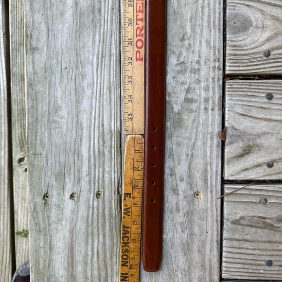 Jos A Bank Leather Belt Brown Marble Dress Business Suit 38 Brass Tone Buckle - Picture 5 of 16